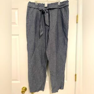 NWT Loft Linen Blend Tie Waist Pants